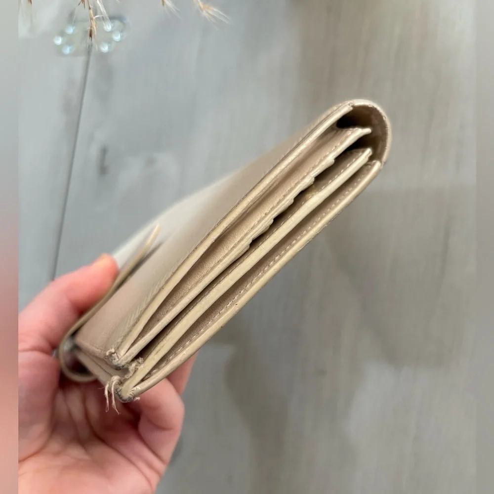 Celine Strap Continental  grained Calfskin  Wallet,Beige / Light Taupe - Picture 11 of 15